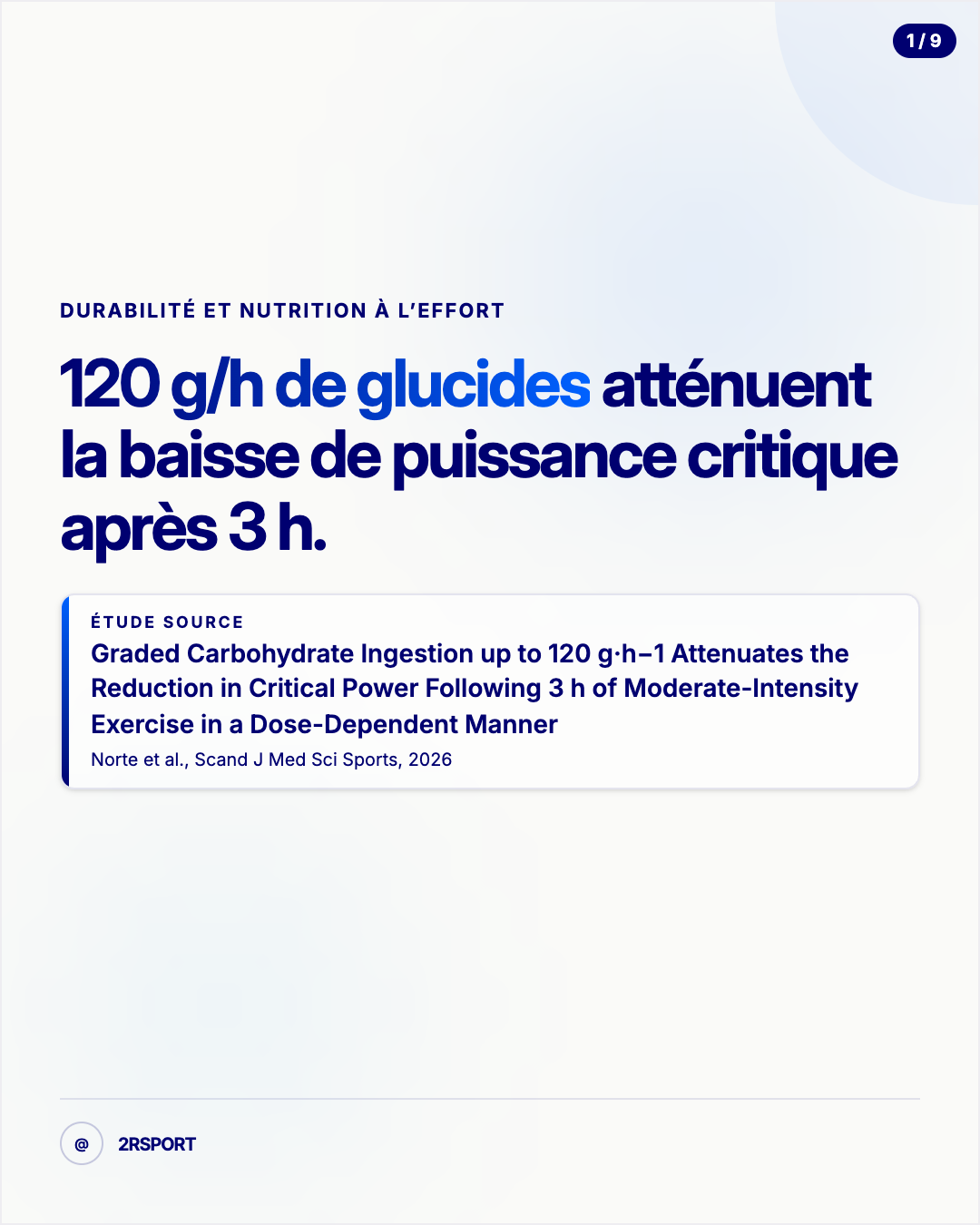 Titre de l’étude sur les effets de 120 grammes par heure de glucides après trois heures d’effort