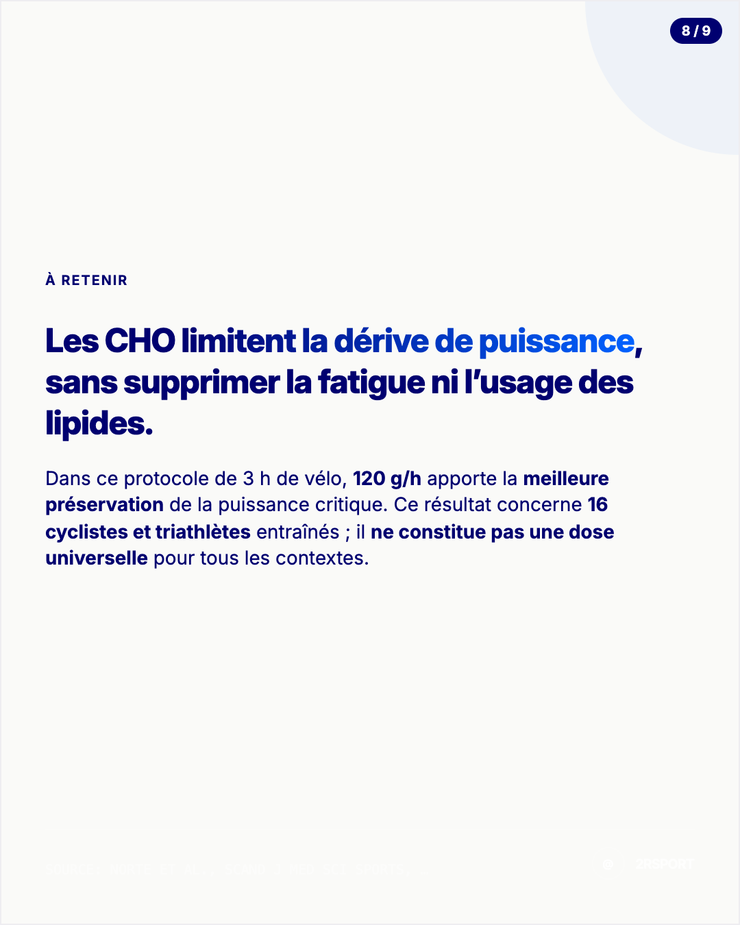 Résumé des résultats clés de l’étude sur les glucides et la puissance critique